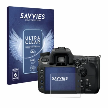 Vorderseite einer Produktverpackung mit dem Markenlogo Savvies. Daneben ist das Gerät Sony Alpha 700 (DSLR-A700) mit dem zugeh