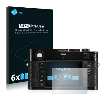 Vorderseite einer Produktverpackung mit dem Markenlogo Savvies. Daneben ist das Gerät Leica M (Typ 240) mit dem zugehörigen Di