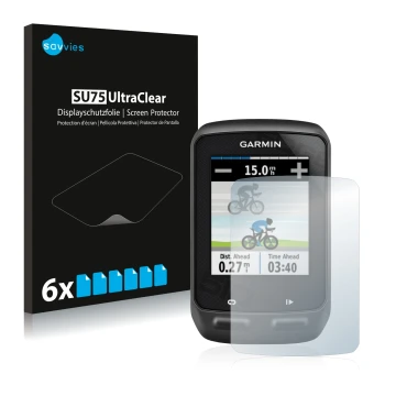Vorderseite einer Produktverpackung mit dem Markenlogo Savvies. Daneben ist das Gerät Garmin Edge 510 mit dem zugehörigen Disp