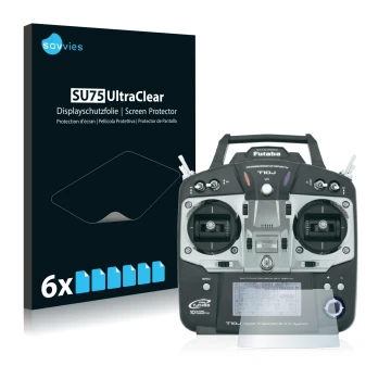 Vorderseite einer Produktverpackung mit dem Markenlogo Savvies. Daneben ist das Gerät Robbe Futaba T10J mit dem zugehörigen Di