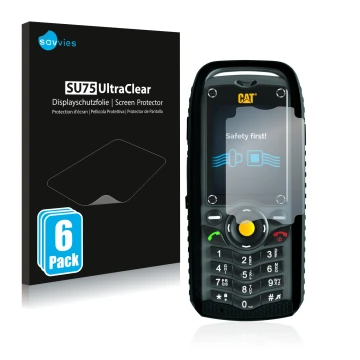 Vorderseite einer Produktverpackung mit dem Markenlogo Savvies. Daneben ist das Gerät Caterpillar Cat B25 mit dem zugehörigen 