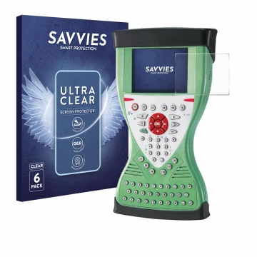 Vorderseite einer Produktverpackung mit dem Markenlogo Savvies. Daneben ist das Gerät Leica Viva Controller CS15 mit dem zugeh