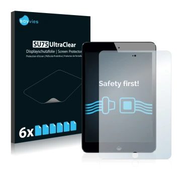 Vorderseite einer Produktverpackung mit dem Markenlogo Savvies. Daneben ist das Gerät Apple iPad Mini 3 2014 mit dem zugehörig