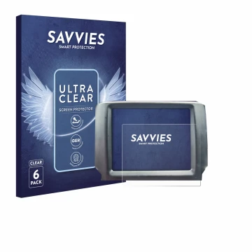 Vorderseite einer Produktverpackung mit dem Markenlogo Savvies. Daneben ist das Gerät Uconnect 8.4