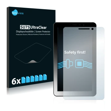 Vorderseite einer Produktverpackung mit dem Markenlogo Savvies. Daneben ist das Gerät Kiano Elegance 7 3G mit dem zugehörigen 