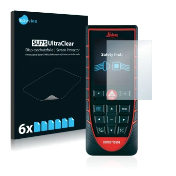 Vorderseite einer Produktverpackung mit dem Markenlogo Savvies. Daneben ist das Gerät Leica DISTO D510 mit dem zugehörigen Dis