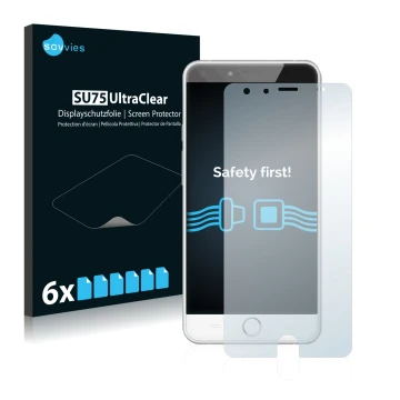 Vorderseite einer Produktverpackung mit dem Markenlogo Savvies. Daneben ist das Gerät Ulefone Be Touch 2 mit dem zugehörigen D