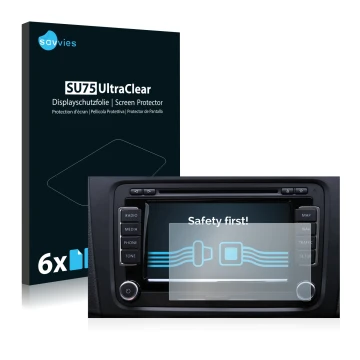 Vorderseite einer Produktverpackung mit dem Markenlogo Savvies. Daneben ist das Gerät Volkswagen Touareg 2009 RNS 510 6.5