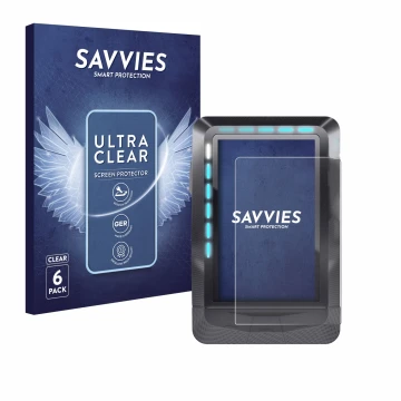 Vorderseite einer Produktverpackung mit dem Markenlogo Savvies. Daneben ist das Gerät Wahoo Elemnt GPS mit dem zugehörigen Dis