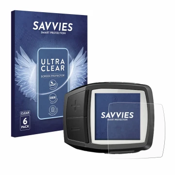 Vorderseite einer Produktverpackung mit dem Markenlogo Savvies. Daneben ist das Gerät Bosch Purion mit dem zugehörigen Display