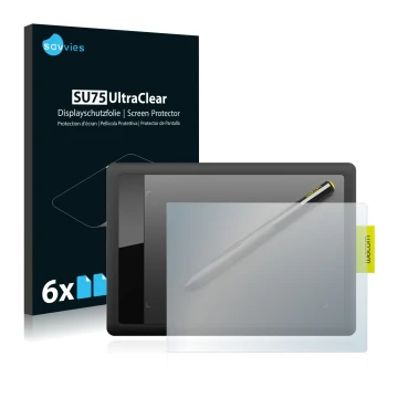 Vorderseite einer Produktverpackung mit dem Markenlogo Savvies. Daneben ist das Gerät Wacom One s CTL-471 mit dem zugehörigen 