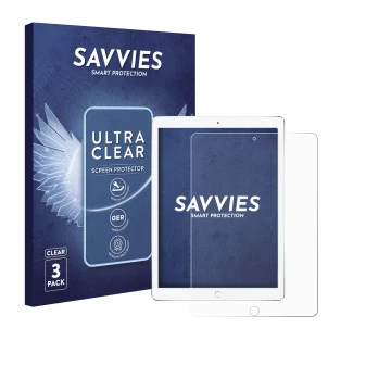 Vorderseite einer Produktverpackung mit dem Markenlogo Savvies. Daneben ist das Gerät Apple iPad Pro 10.5