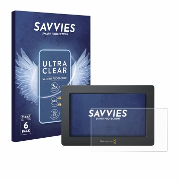 Vorderseite einer Produktverpackung mit dem Markenlogo Savvies. Daneben ist das Gerät Blackmagic Design Video Assist (5.0) mit