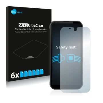 Vorderseite einer Produktverpackung mit dem Markenlogo Savvies. Daneben ist das Gerät Gigaset GX290 mit dem zugehörigen Displa