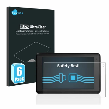 Vorderseite einer Produktverpackung mit dem Markenlogo Savvies. Daneben ist das Gerät Garmin Aera 660 mit dem zugehörigen Disp