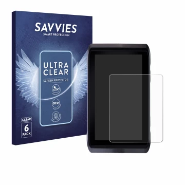 Vorderseite einer Produktverpackung mit dem Markenlogo Savvies. Daneben ist das Gerät Atomos Shogun 7 mit dem zugehörigen Disp