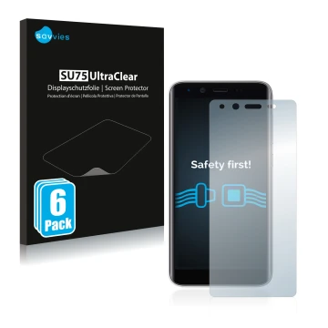 Vorderseite einer Produktverpackung mit dem Markenlogo Savvies. Daneben ist das Gerät Emporia Smart 3 mini mit dem zugehörigen