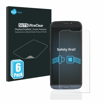 Vorderseite einer Produktverpackung mit dem Markenlogo Savvies. Daneben ist das Gerät Doro 8050 mit dem zugehörigen Displaysch