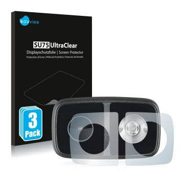 Vorderseite einer Produktverpackung mit dem Markenlogo Savvies. Daneben ist das Gerät Cycliq Fly12 CE mit dem zugehörigen Disp