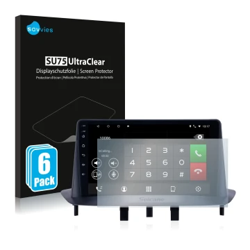 Vorderseite einer Produktverpackung mit dem Markenlogo Savvies. Daneben ist das Gerät Pioneer AVH-Z5200DAB mit dem zugehörigen