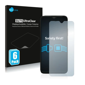 Vorderseite einer Produktverpackung mit dem Markenlogo Savvies. Daneben ist das Gerät Gigaset GS4 mit dem zugehörigen Displays