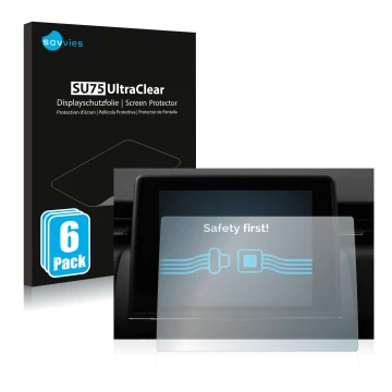 Vorderseite einer Produktverpackung mit dem Markenlogo Savvies. Daneben ist das Gerät Renault Zoe Easy Link 7
