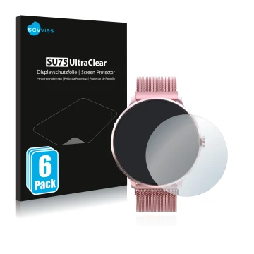 Vorderseite einer Produktverpackung mit dem Markenlogo Savvies. Daneben ist das Gerät Bebinca Smartwatch mit dem zugehörigen D
