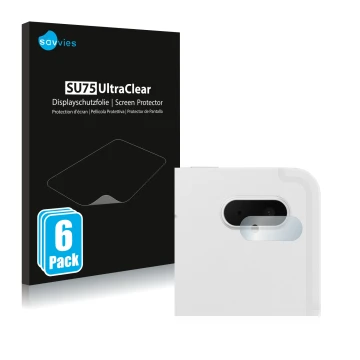 Vorderseite einer Produktverpackung mit dem Markenlogo Savvies. Daneben ist das Gerät Samsung Galaxy Tab S7 FE (NUR Kameraschu