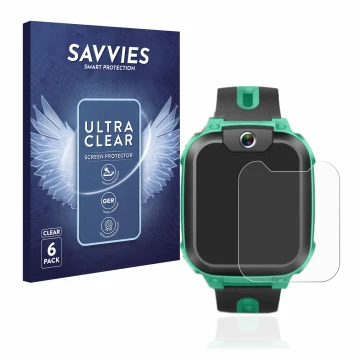 Vorderseite einer Produktverpackung mit dem Markenlogo Savvies. Daneben ist das Gerät Imoo Watch Phone Z1 mit dem zugehörigen 