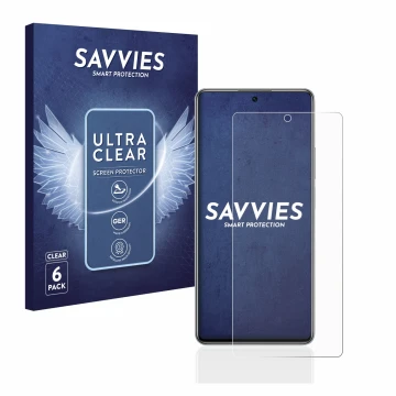 Vorderseite einer Produktverpackung mit dem Markenlogo Savvies. Daneben ist das Gerät Xiaomi 11T mit dem zugehörigen Displaysc