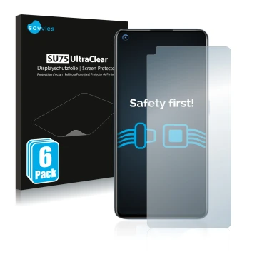 Vorderseite einer Produktverpackung mit dem Markenlogo Savvies. Daneben ist das Gerät realme GT Neo 2 mit dem zugehörigen Disp