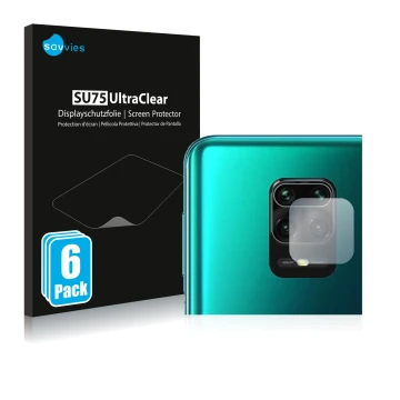 Vorderseite einer Produktverpackung mit dem Markenlogo Savvies. Daneben ist das Gerät Xiaomi Redmi Note 10 Lite (NUR Kamerasch