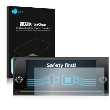 Vorderseite einer Produktverpackung mit dem Markenlogo Savvies. Daneben ist das Gerät Volkswagen Caddy 2020 Composition 8.25