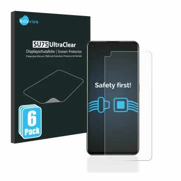 Vorderseite einer Produktverpackung mit dem Markenlogo Savvies. Daneben ist das Gerät realme GT 2 Pro mit dem zugehörigen Disp