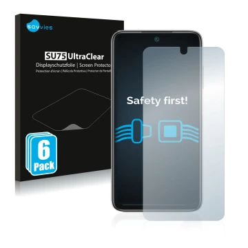 Vorderseite einer Produktverpackung mit dem Markenlogo Savvies. Daneben ist das Gerät Xiaomi Redmi Note 11 4G mit dem zugehöri