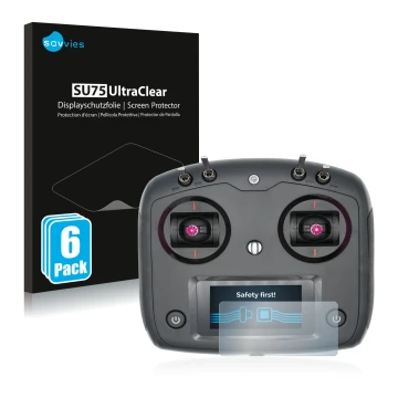 Vorderseite einer Produktverpackung mit dem Markenlogo Savvies. Daneben ist das Gerät FlySky FS-i6S mit dem zugehörigen Displa