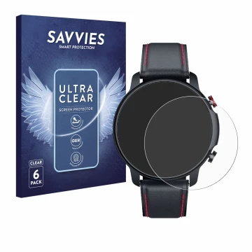 Vorderseite einer Produktverpackung mit dem Markenlogo Savvies. Daneben ist das Gerät Motsfit C18b mit dem zugehörigen Display