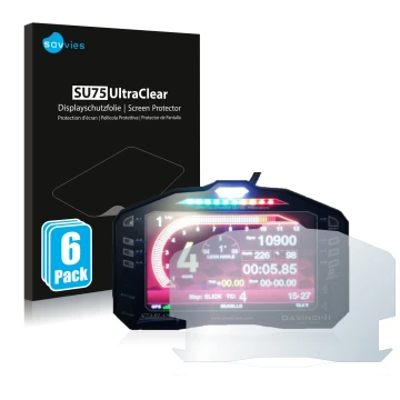 Vorderseite einer Produktverpackung mit dem Markenlogo Savvies. Daneben ist das Gerät Starlane DaVinci-II S mit dem zugehörige