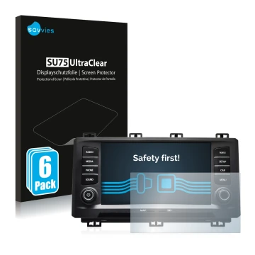 Vorderseite einer Produktverpackung mit dem Markenlogo Savvies. Daneben ist das Gerät Seat Ateca 2017 mit dem zugehörigen Disp