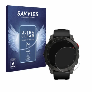 Vorderseite einer Produktverpackung mit dem Markenlogo Savvies. Daneben ist das Gerät Garmin epix (Gen. 2) mit dem zugehörigen