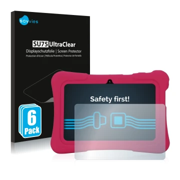 Vorderseite einer Produktverpackung mit dem Markenlogo Savvies. Daneben ist das Gerät Pritom K7 mit dem zugehörigen Displaysch