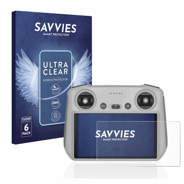 Vorderseite einer Produktverpackung mit dem Markenlogo Savvies. Daneben ist das Gerät DJI RC Controller mit dem zugehörigen Di