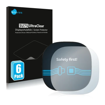 Vorderseite einer Produktverpackung mit dem Markenlogo Savvies. Daneben ist das Gerät ecobee Smart Thermostat Premium mit dem 