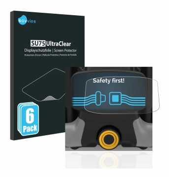Vorderseite einer Produktverpackung mit dem Markenlogo Savvies. Daneben ist das Gerät PowaKaddy CT8 mit dem zugehörigen Displa