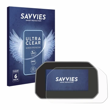 Vorderseite einer Produktverpackung mit dem Markenlogo Savvies. Daneben ist das Gerät BMW R 1250 GS Adventure Connectivity TFT
