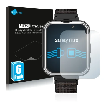 Vorderseite einer Produktverpackung mit dem Markenlogo Savvies. Daneben ist das Gerät Pthtechus X32 mit dem zugehörigen Displa