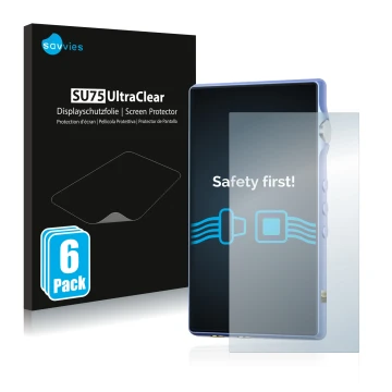Vorderseite einer Produktverpackung mit dem Markenlogo Savvies. Daneben ist das Gerät iBasso DX170 mit dem zugehörigen Display