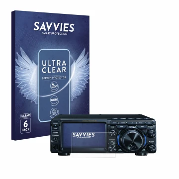 Vorderseite einer Produktverpackung mit dem Markenlogo Savvies. Daneben ist das Gerät Yaesu FT-710 mit dem zugehörigen Display