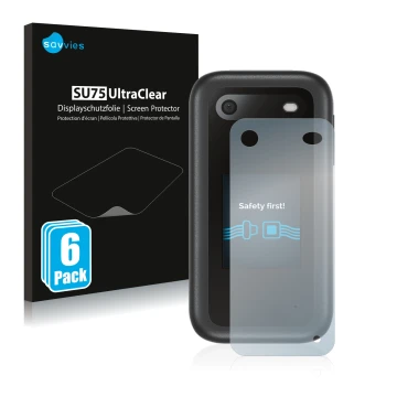 Vorderseite einer Produktverpackung mit dem Markenlogo Savvies. Daneben ist das Gerät Nokia 2660 Flip (Rückseite) mit dem zuge