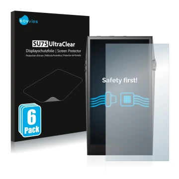 Vorderseite einer Produktverpackung mit dem Markenlogo Savvies. Daneben ist das Gerät Astell&Kern SP3000 mit dem zugehörigen D